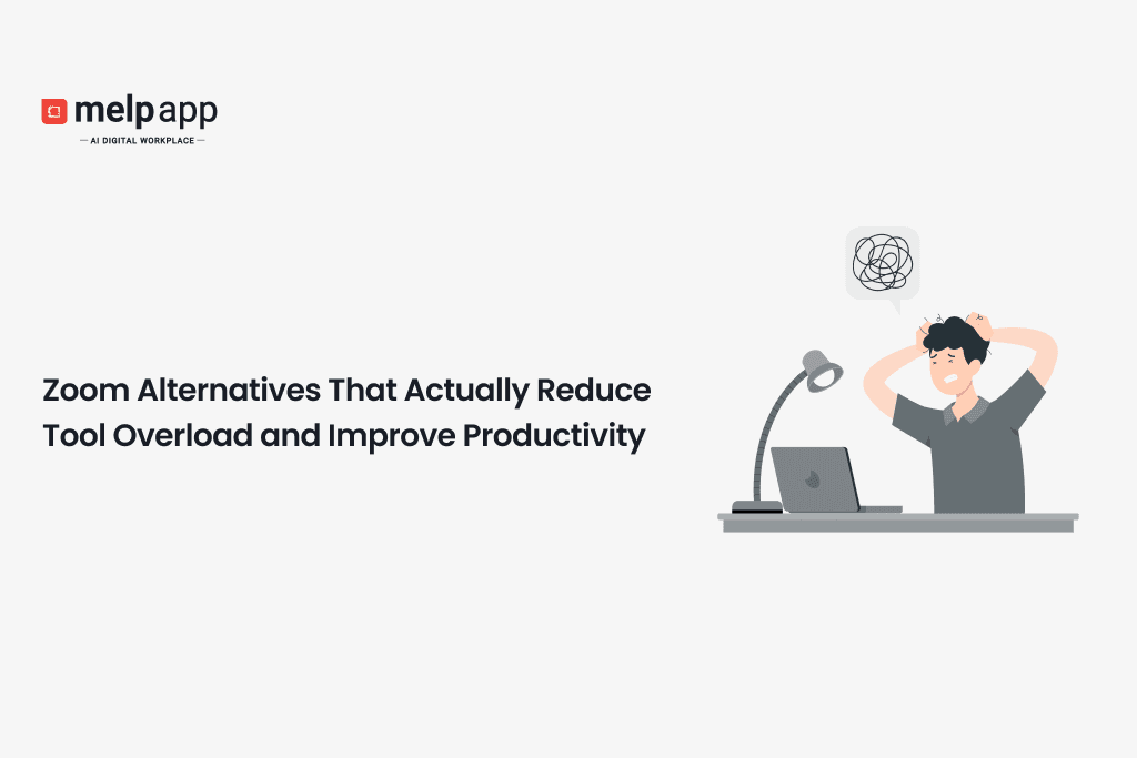 Professional using Melp as a Zoom alternative to reduce tool overload and improve productivity