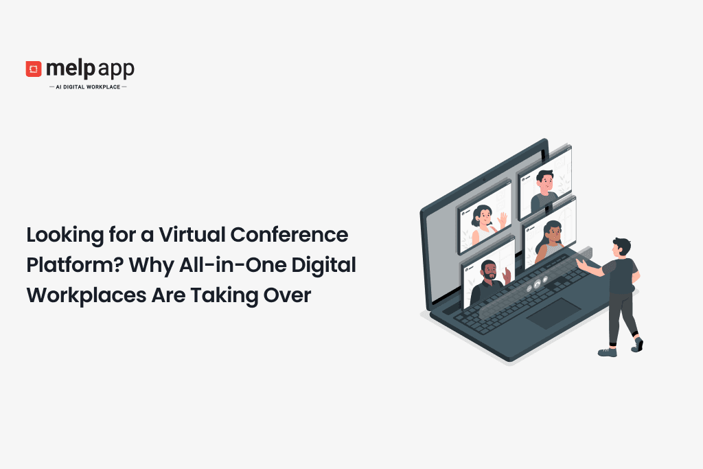 Professionals hosting virtual conference on Melp all-in-one digital workplace