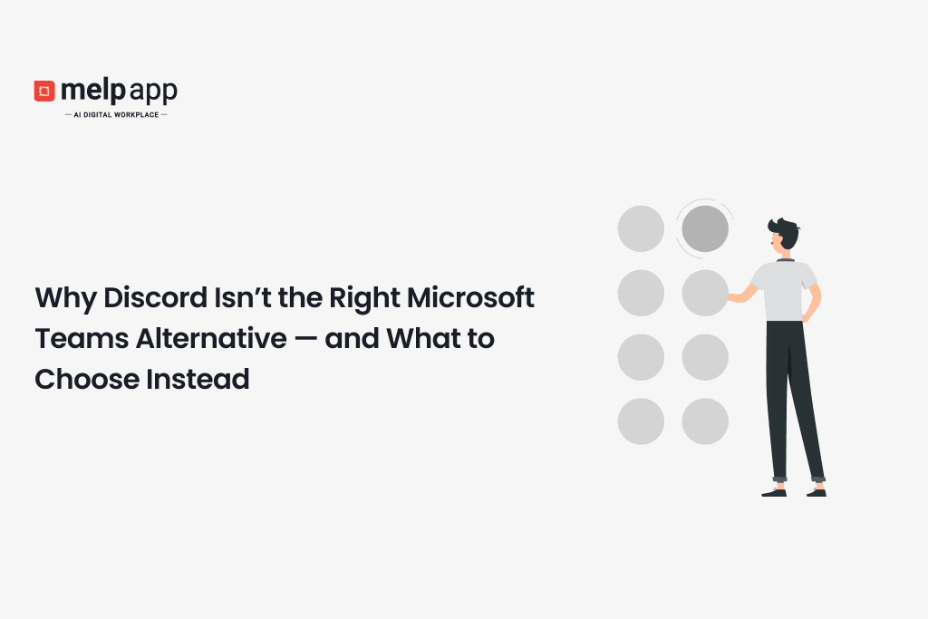 Professional comparing Discord and Melp digital workplace for better communication