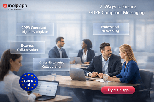 Professionals handling sensitive data and GDPR compliance challenges, secured through melp app GDPR compliant messaging solution