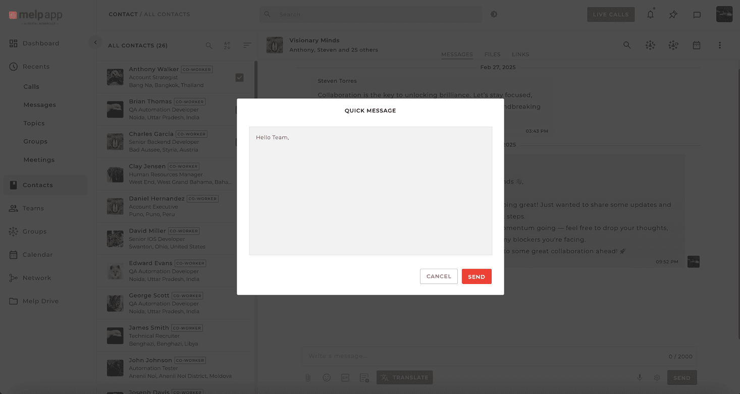 Quick message type